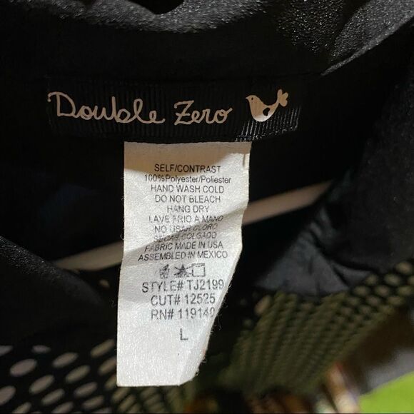 Double Zero Sheer Blouse Sleeveless Button Front Black White Polka Dot Size L - Picture 9 of 11